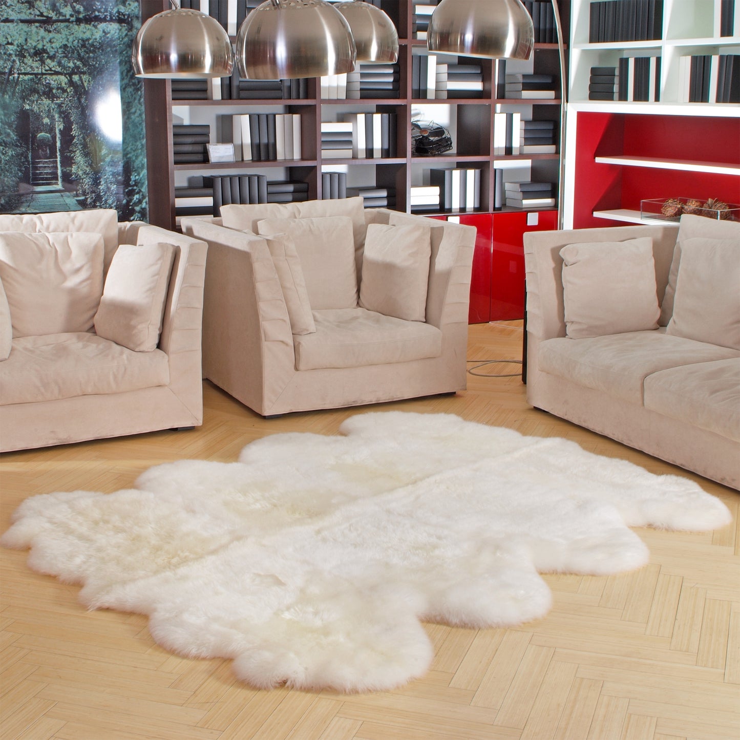 The Mood Charlie Sheepskin Octo Pelt Rug, Natural Ivory