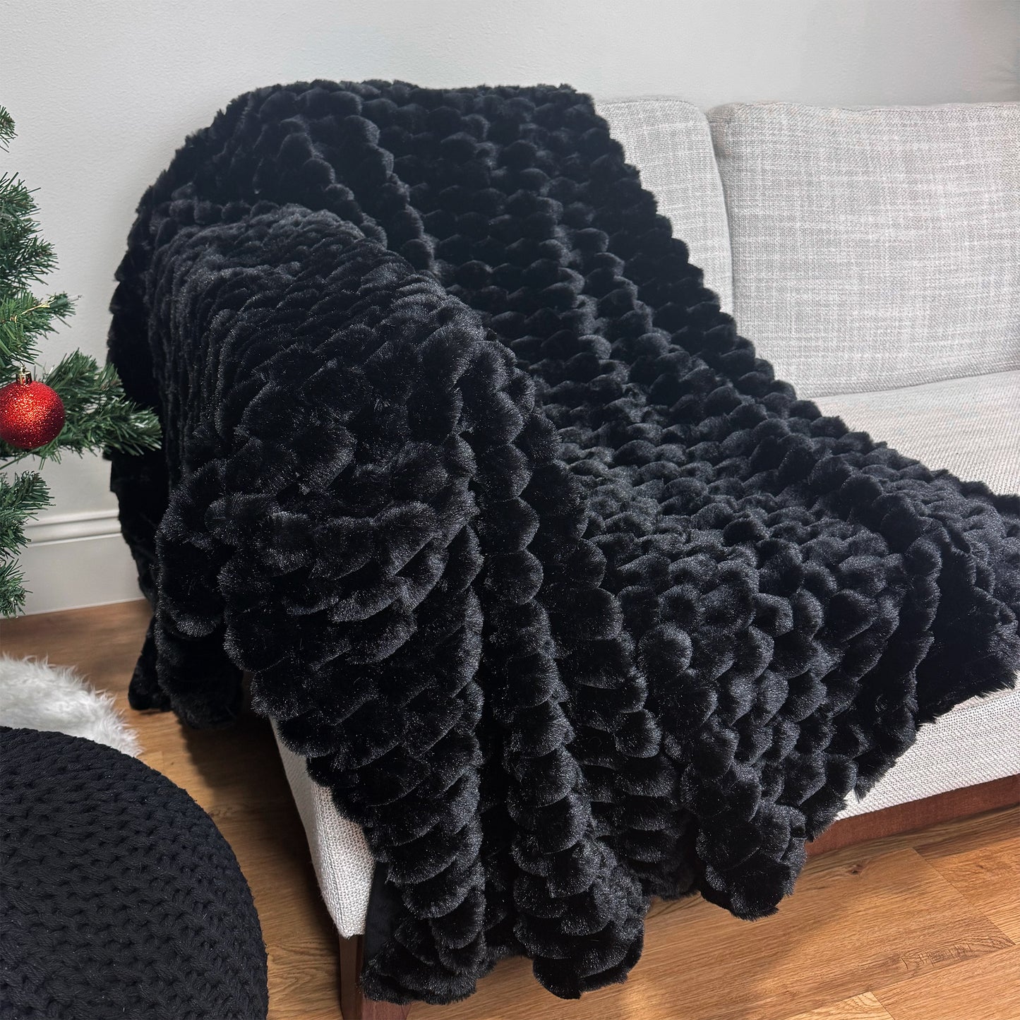 The Mood Honey Faux Fur Throw, 50x60 in., Black