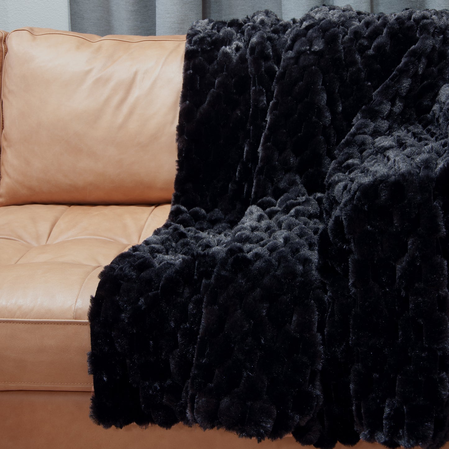 The Mood Honey Faux Fur Throw, 50x60 in., Black
