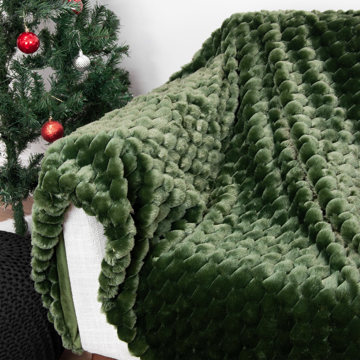 The Mood Honey Faux Fur Throw, 50x60 in., Cypress