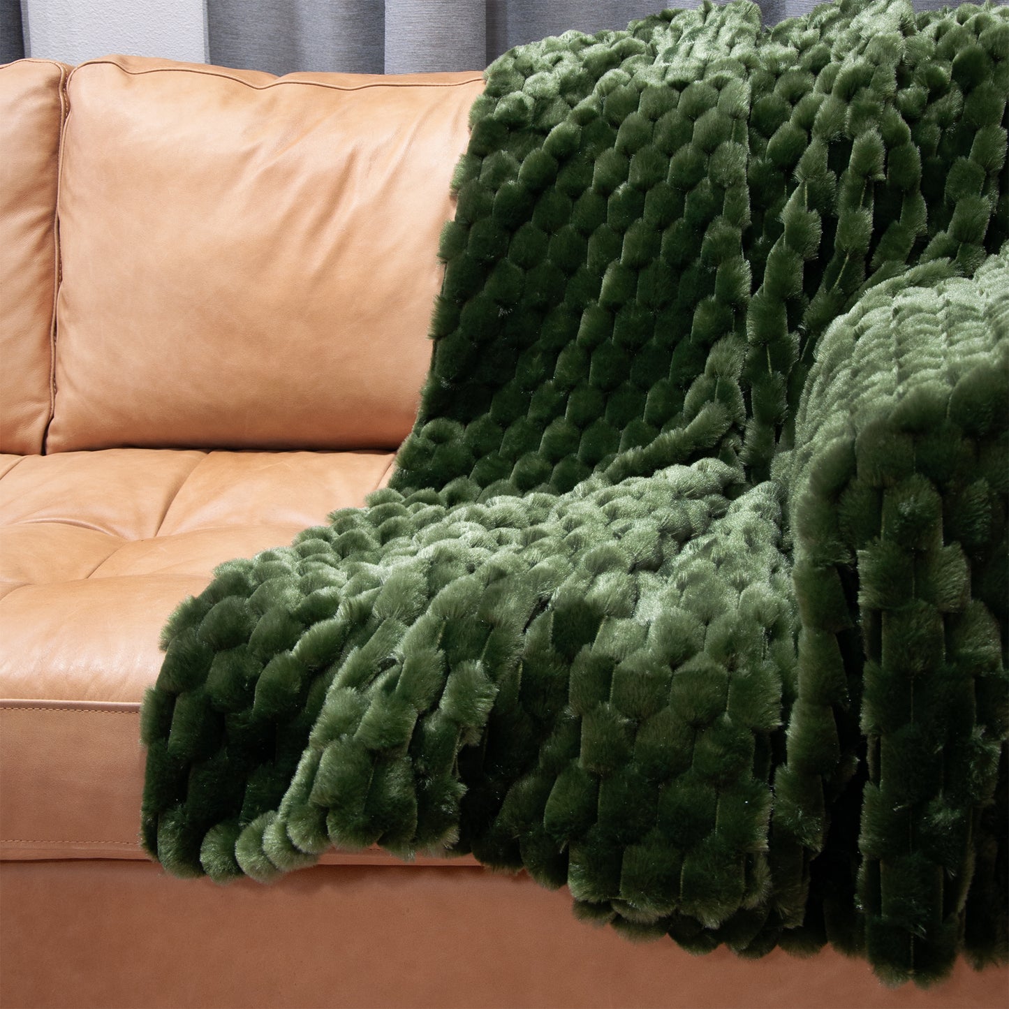 The Mood Honey Faux Fur Throw, 50x60 in., Cypress