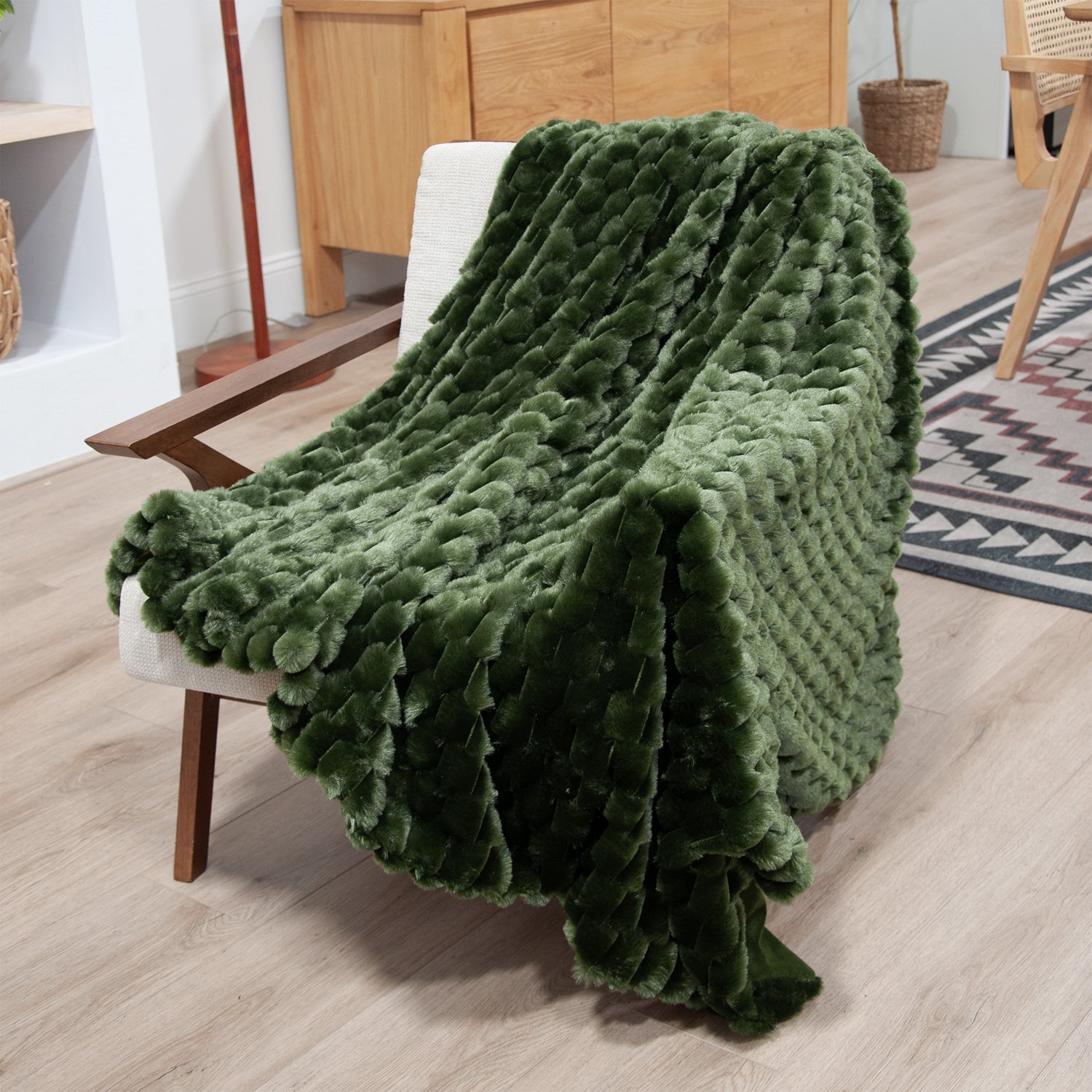 The Mood Honey Faux Fur Throw, 50x60 in., Cypress