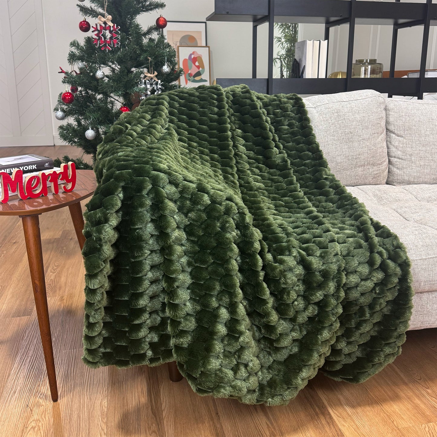The Mood Honey Faux Fur Throw, 50x60 in., Cypress