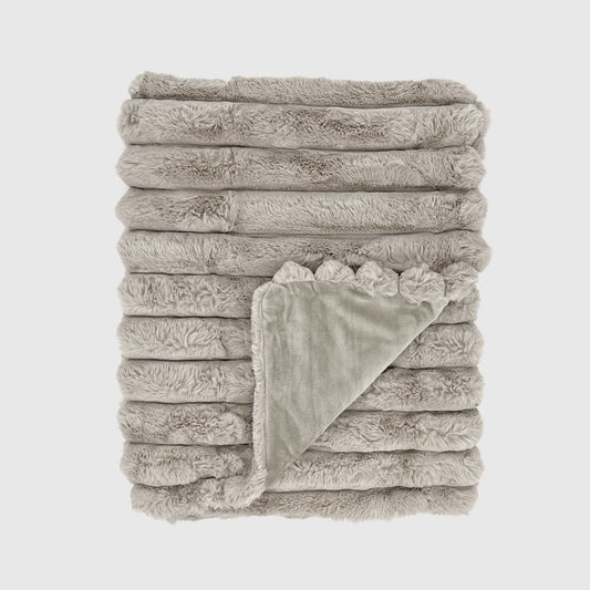 Puffy Faux Fur Throw - Fog