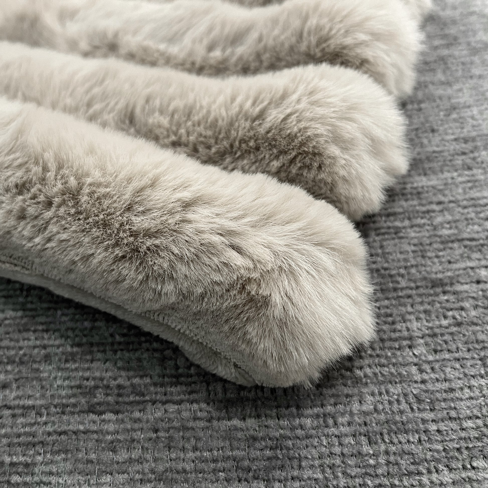 The Mood Puffy Faux Fur Throw, 50x60 in. Fog Gray