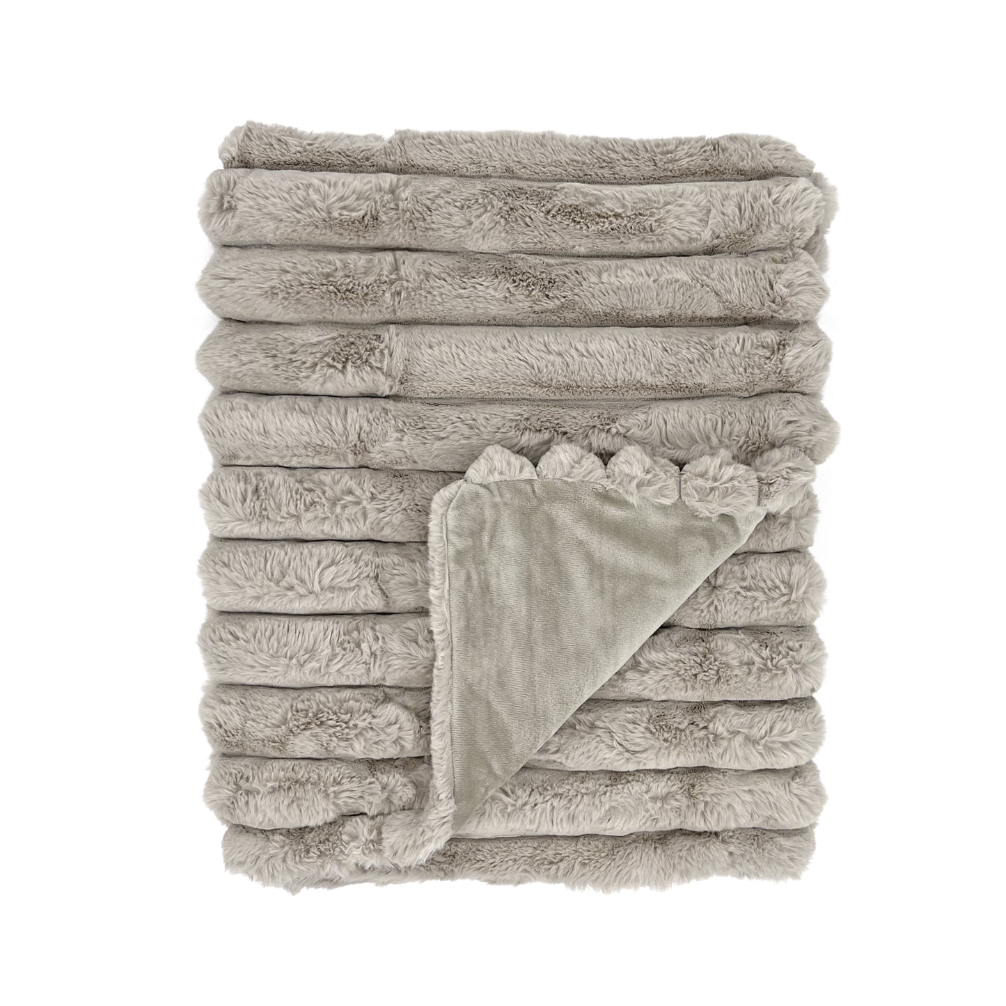 The Mood Puffy Faux Fur Throw, 50x60 in. Fog Gray