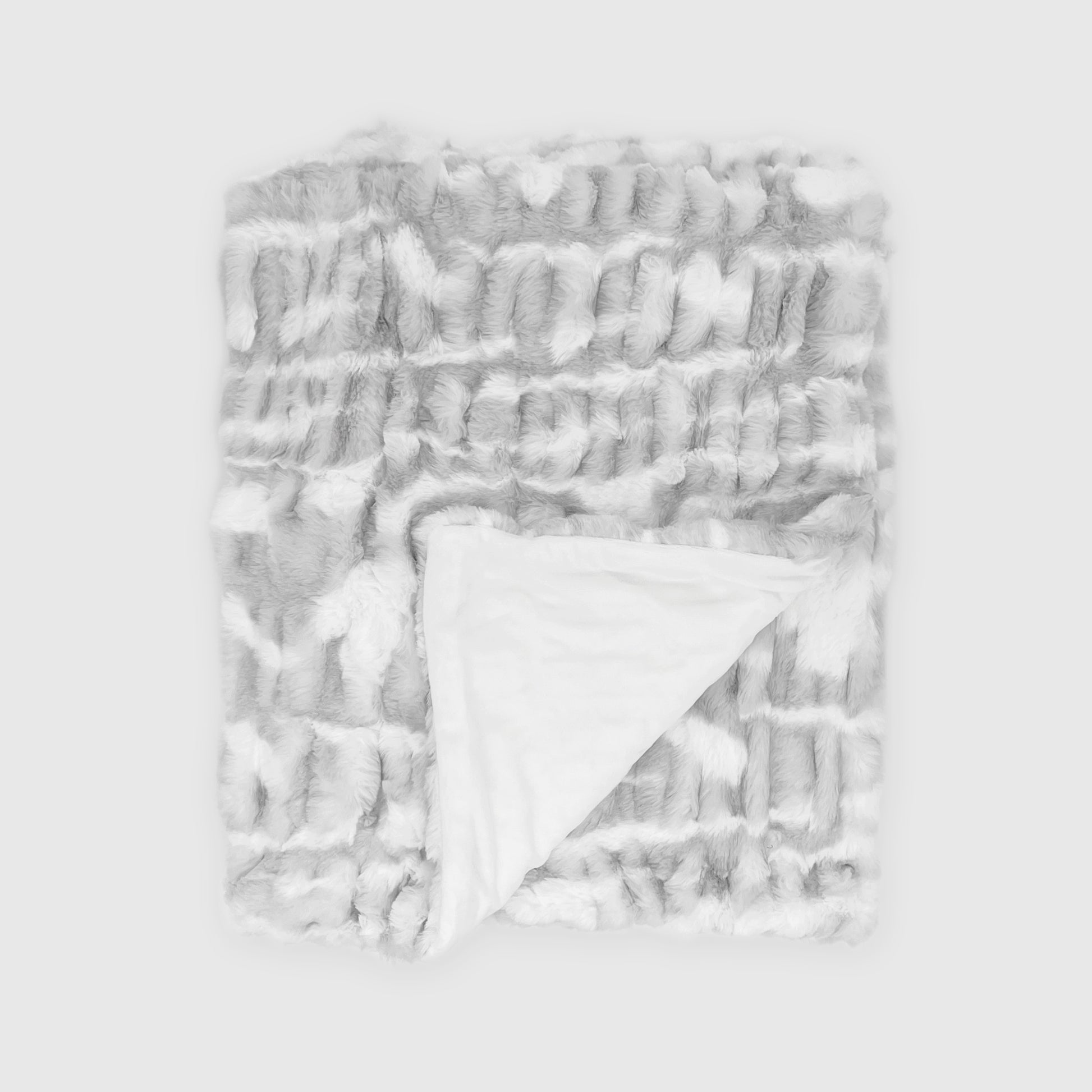  The Mood Mallow Faux Fur Throw, 50x60 in., Gray/White