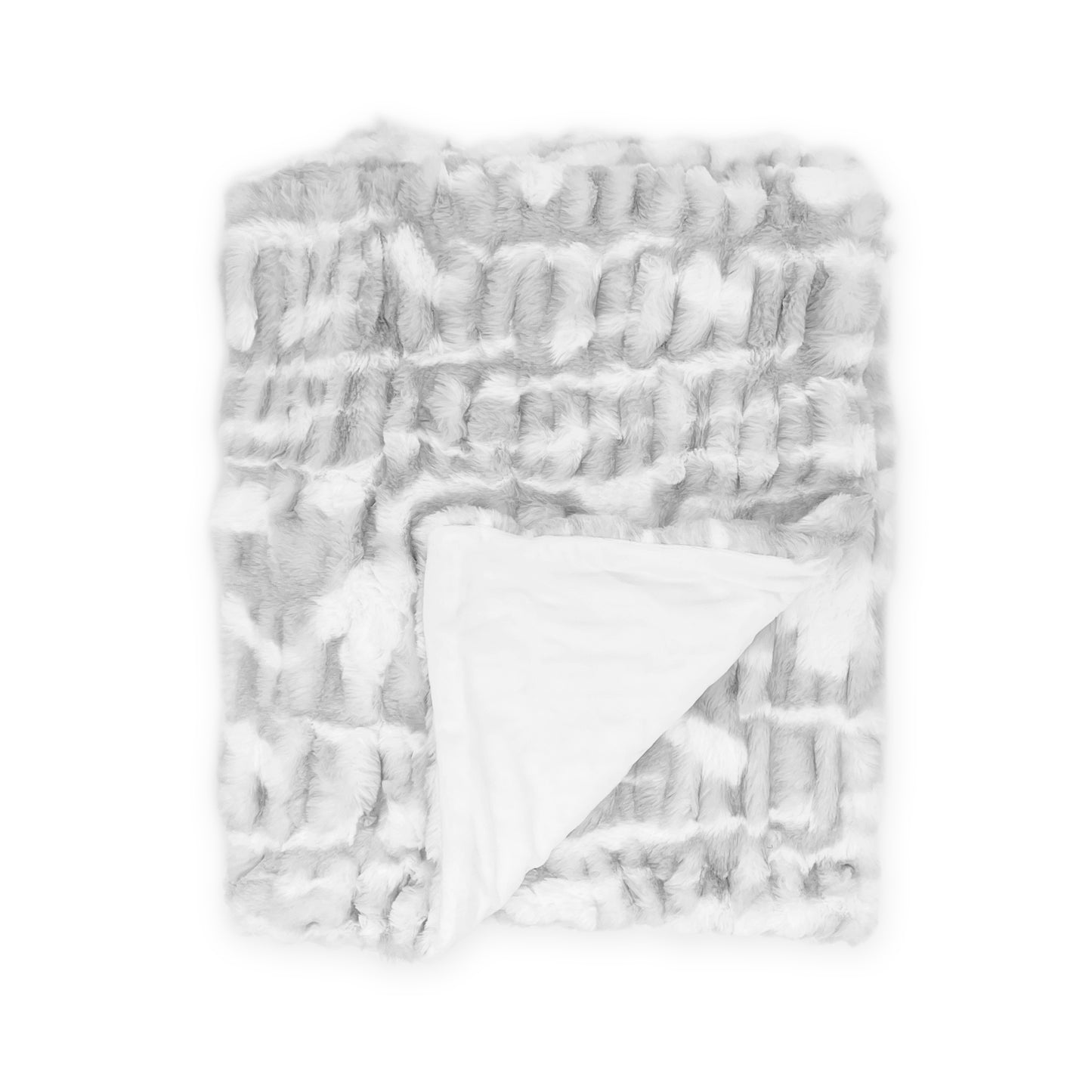  The Mood Mallow Faux Fur Throw, 50x60 in., Gray/White