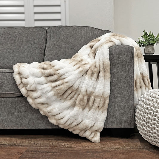 Mallow Faux Fur Throw - Brown/White