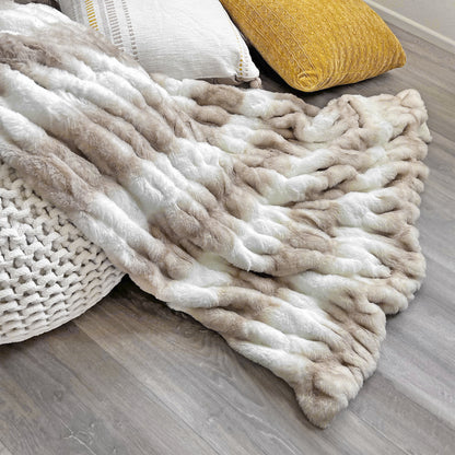 Mallow Faux Fur Throw - Brown/White