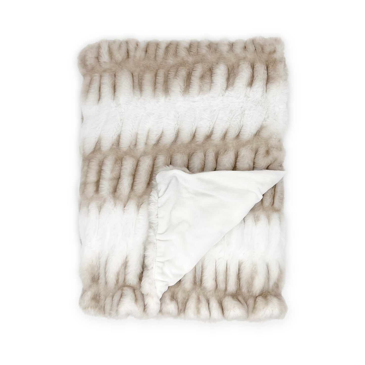  The Mood Mallow Faux Fur Throw, 50x60 in., Brown/White