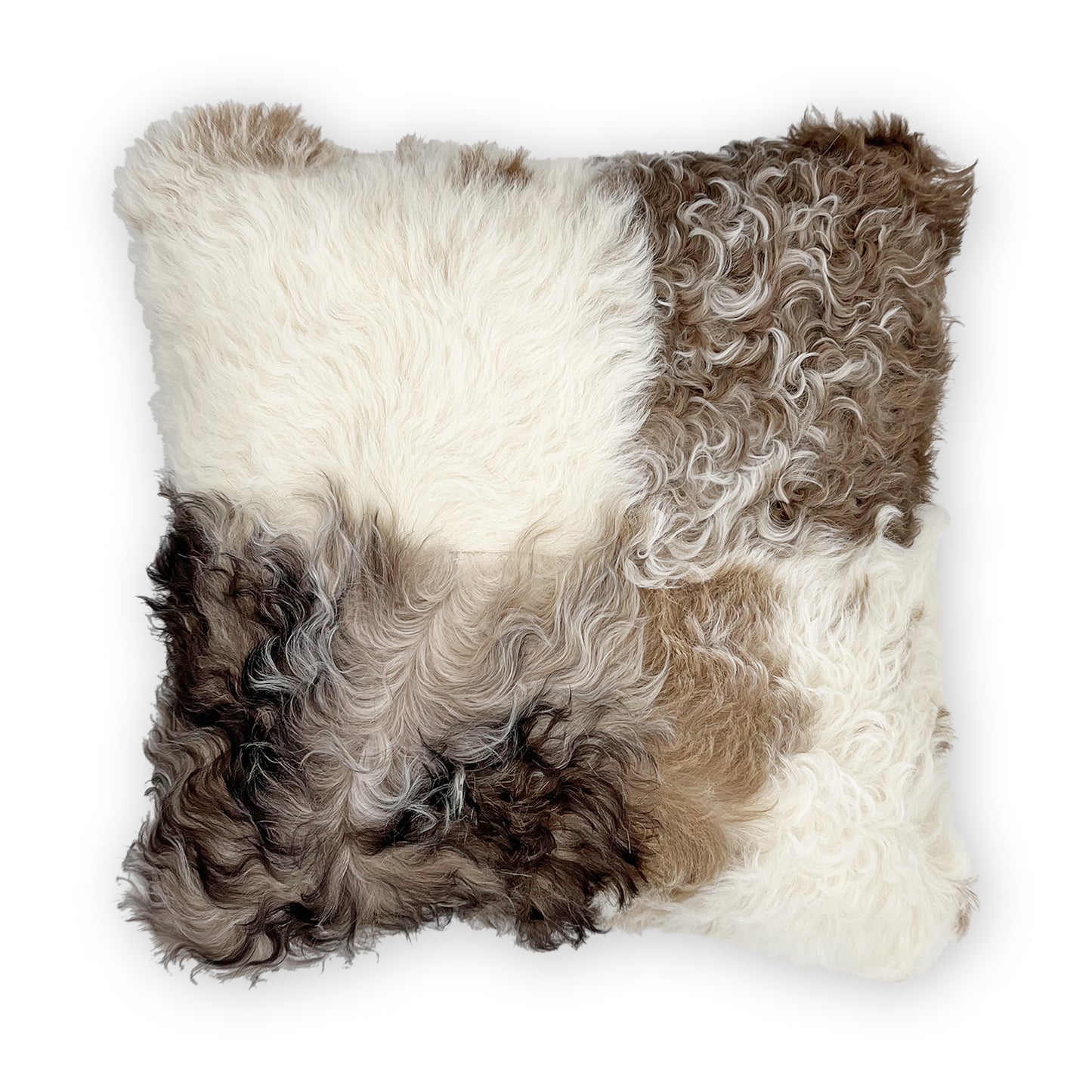 The Mood Tigrado Spanish Lambskin Patchwork Pillow, 18x18 in., Multicolor