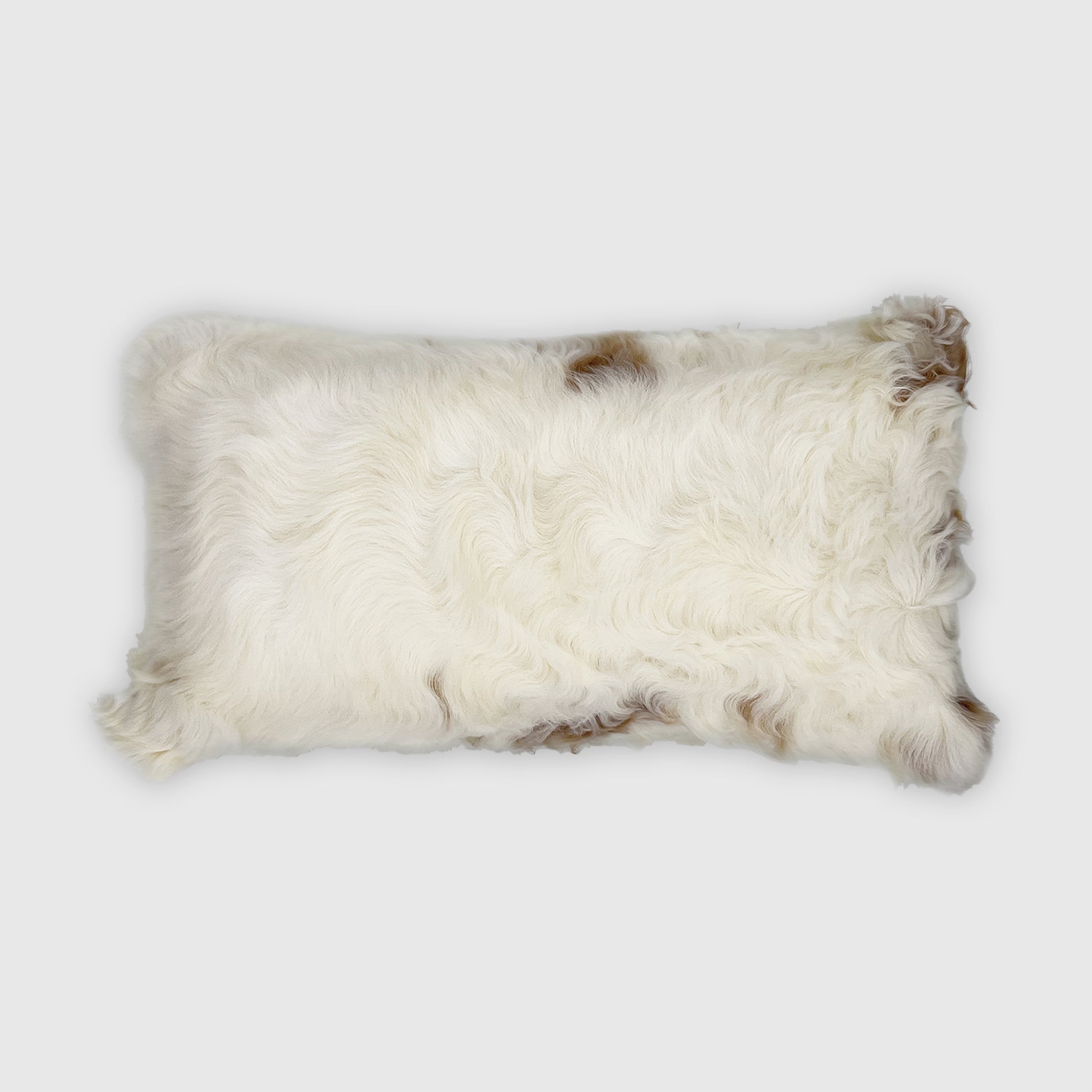 The Mood Tigrado Spanish Lambskin Lumbar Pillow, 12x22 in., Spotted Ivory/Cream