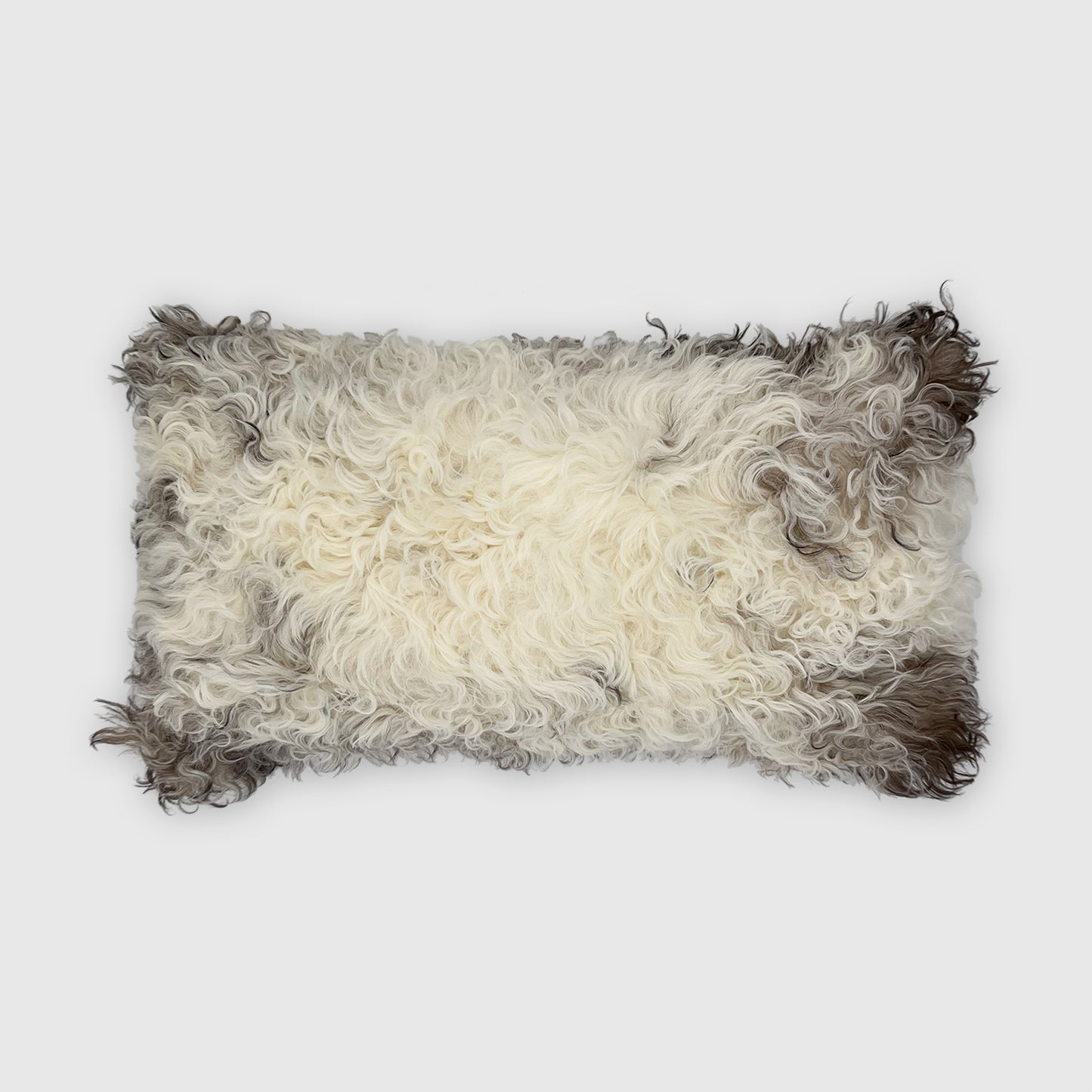 The Mood Tigrado Spanish Lambskin Lumbar Pillow, 12x22 in., Spotted Ivory/Cream