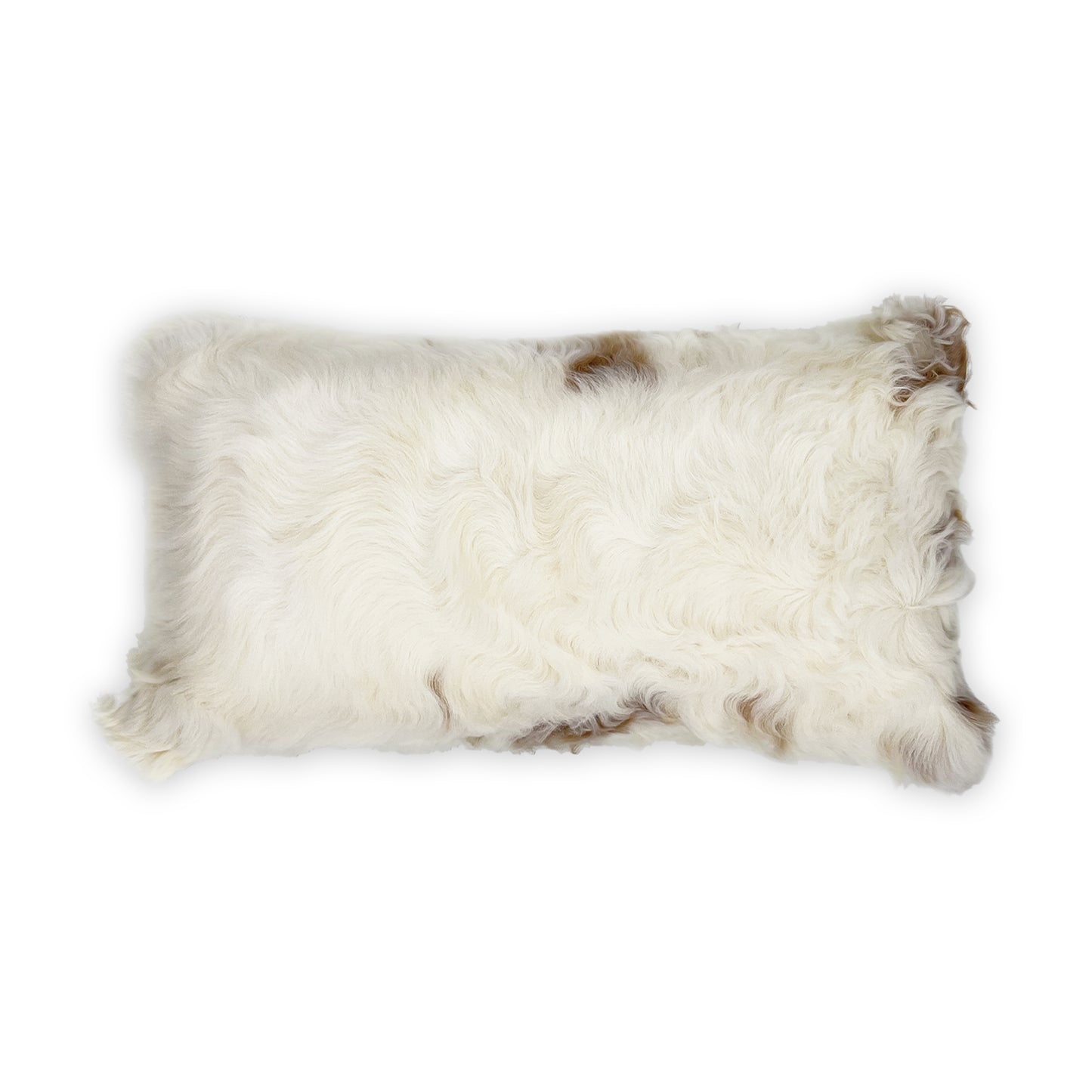 The Mood Tigrado Spanish Lambskin Lumbar Pillow, 12x22 in., Spotted Ivory/Cream