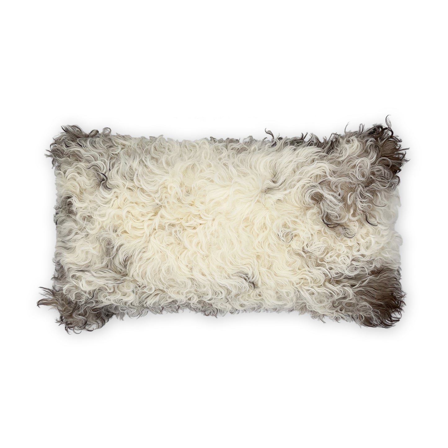 The Mood Tigrado Spanish Lambskin Lumbar Pillow, 12x22 in., Spotted Ivory/Cream