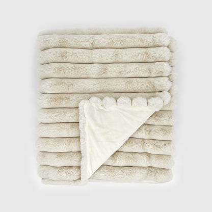 Puffy Faux Fur Throw - Vanilla