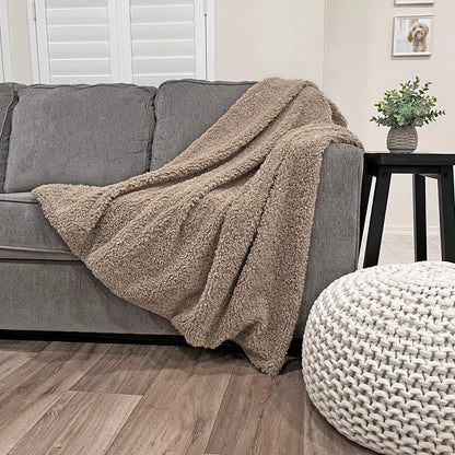 Teddy Faux Fur Throw - Tan