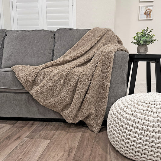 Teddy Faux Fur Throw - Tan