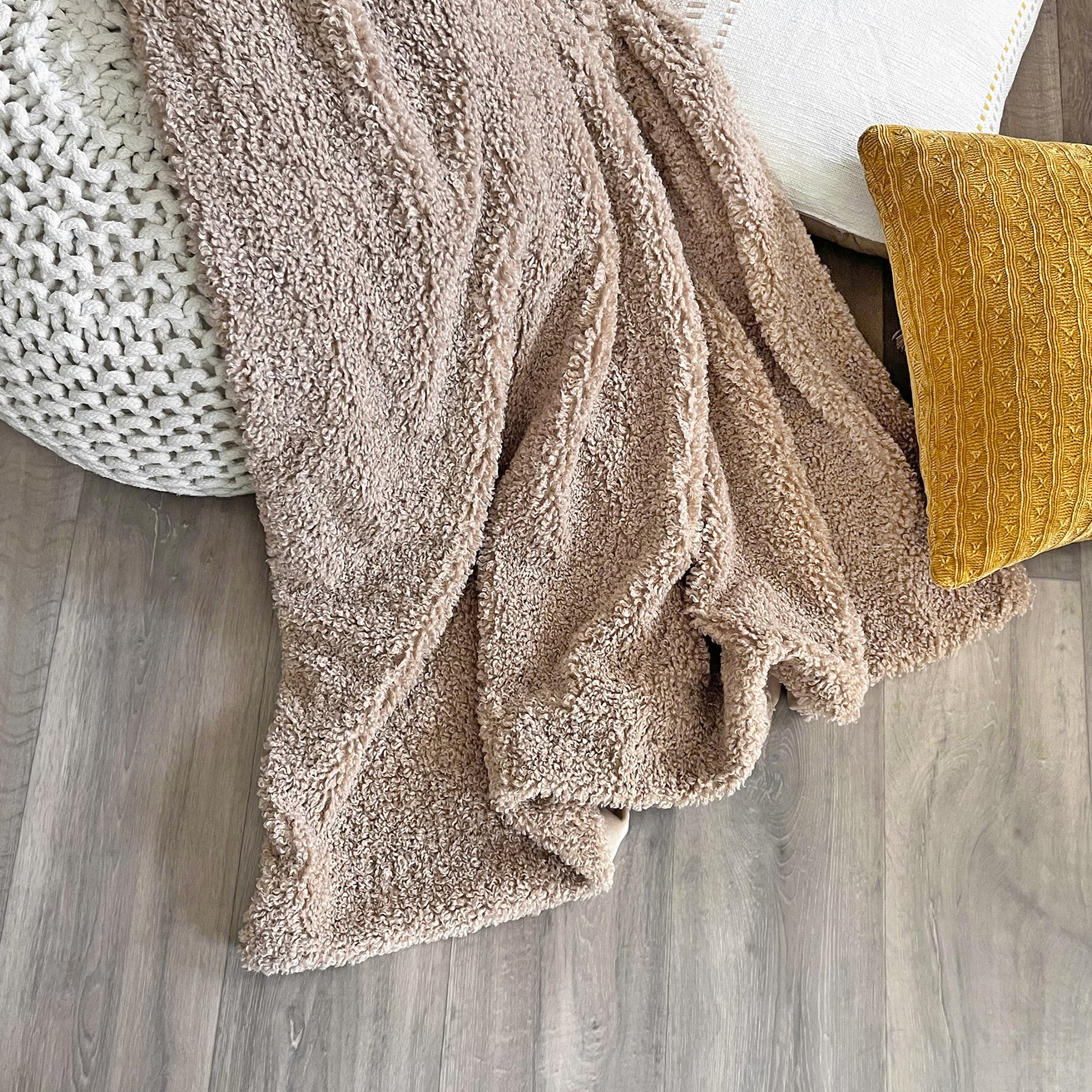 The Mood Teddy Faux Fur Throw, 50x60 in., Tan