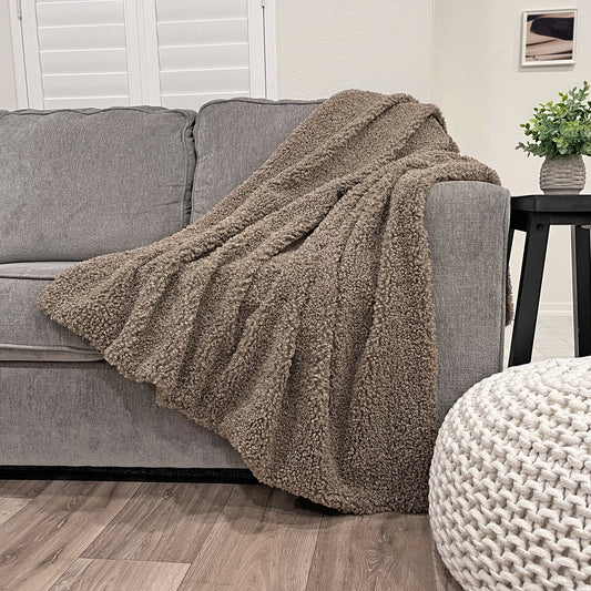 Teddy Faux Fur Throw - Caribou