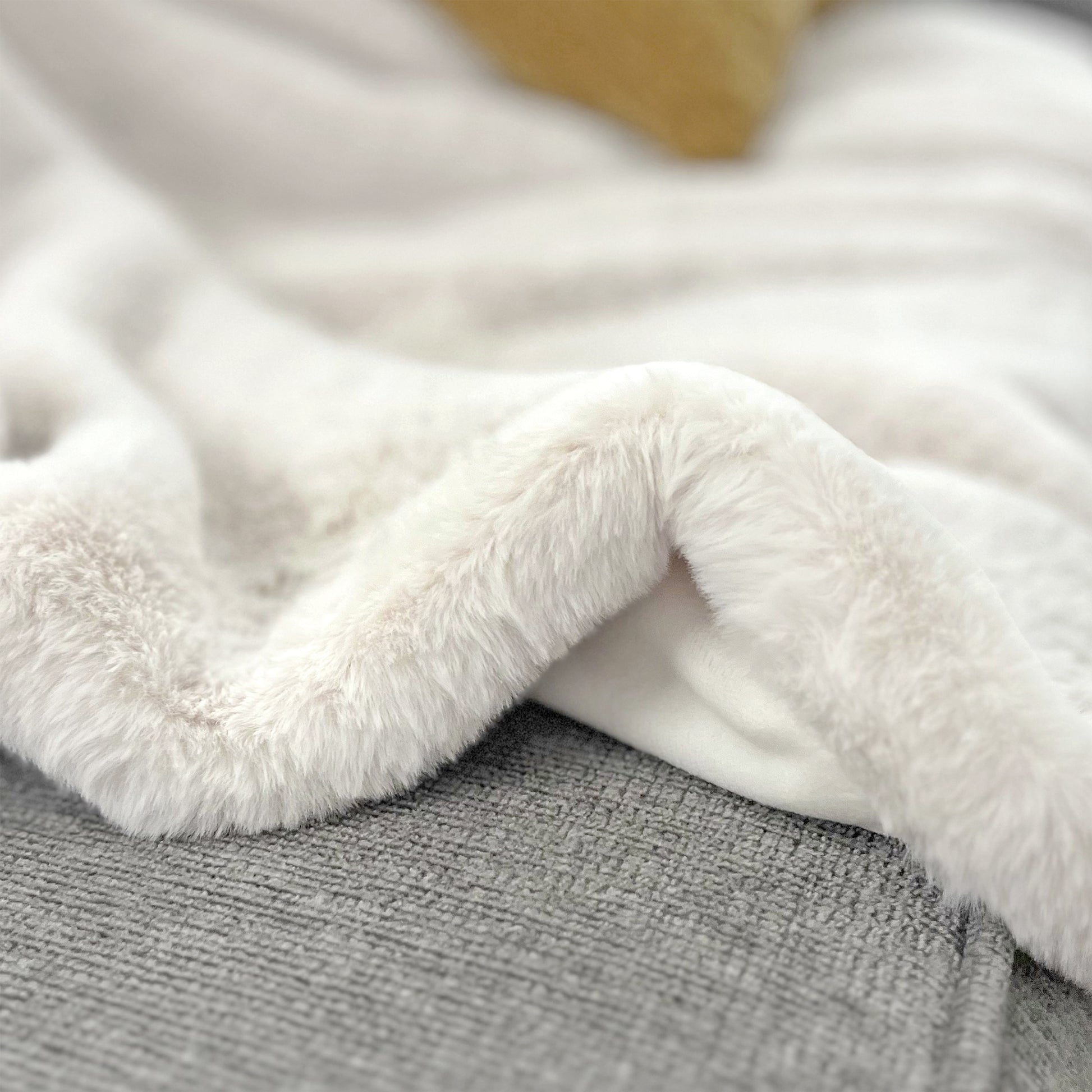 The Mood Rex Faux Fur Throw, 50x60 in., Coconut