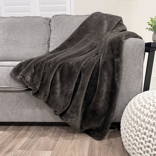 Rex Faux Fur Throw - Espresso
