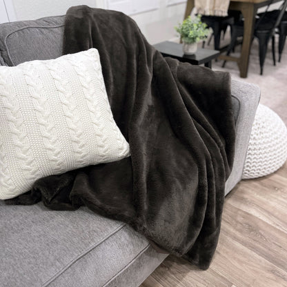 Rex Faux Fur Throw - Espresso