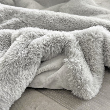 Rex Faux Fur Throw - Light Gray