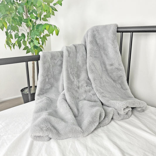 Rex Faux Fur Throw - Light Gray