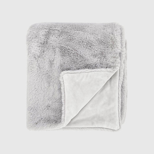 Rex Faux Fur Throw - Light Gray