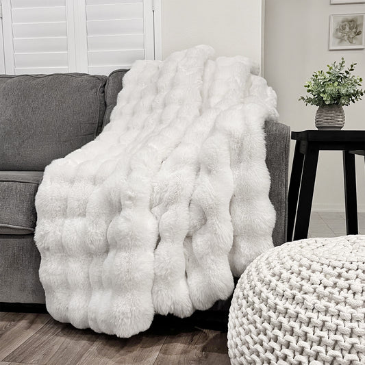 Cubby Faux Fur Throw - White