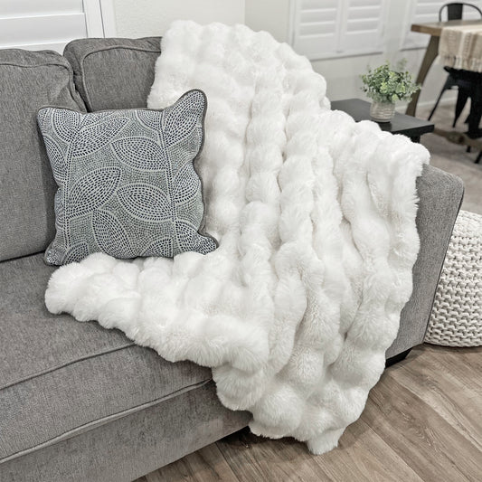 Cubby Faux Fur Throw - White