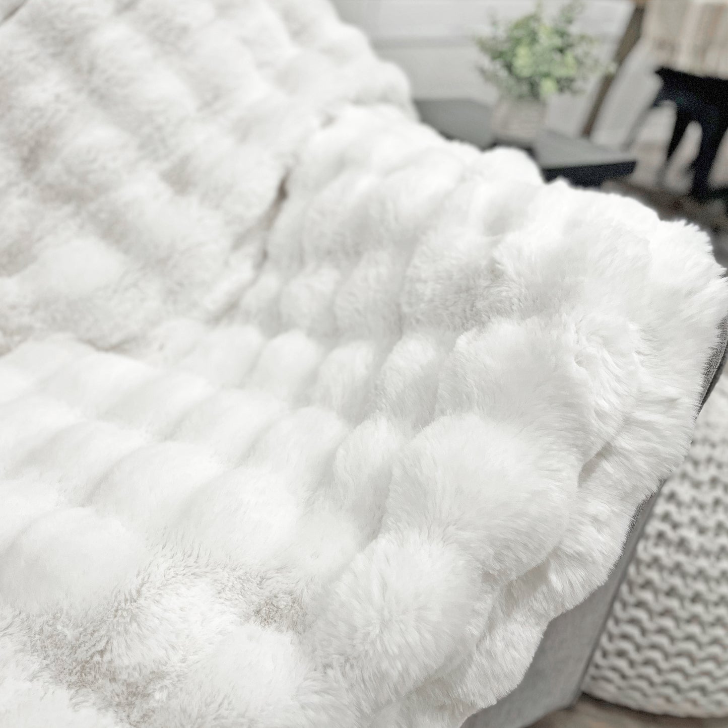 The Mood Cubby Faux Fur Throw, 50x60 in., White