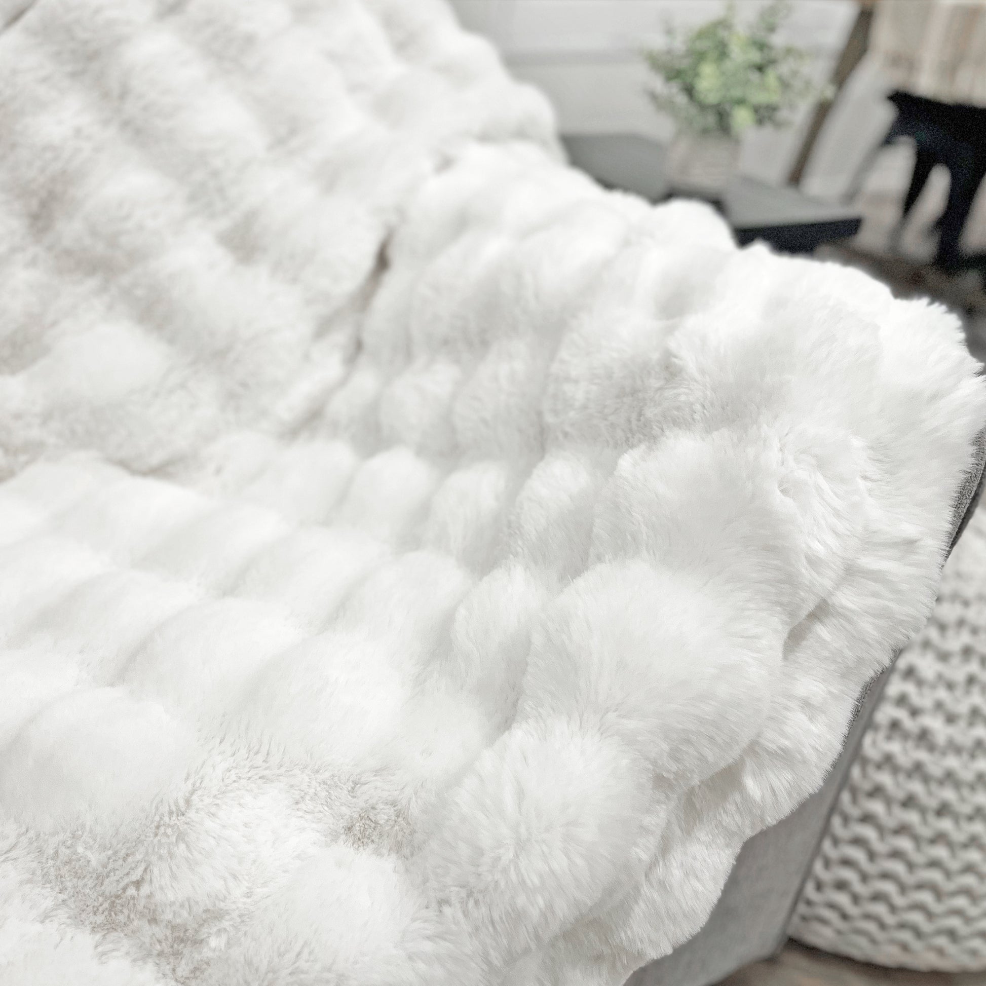 The Mood Cubby Faux Fur Throw, 50x60 in., White
