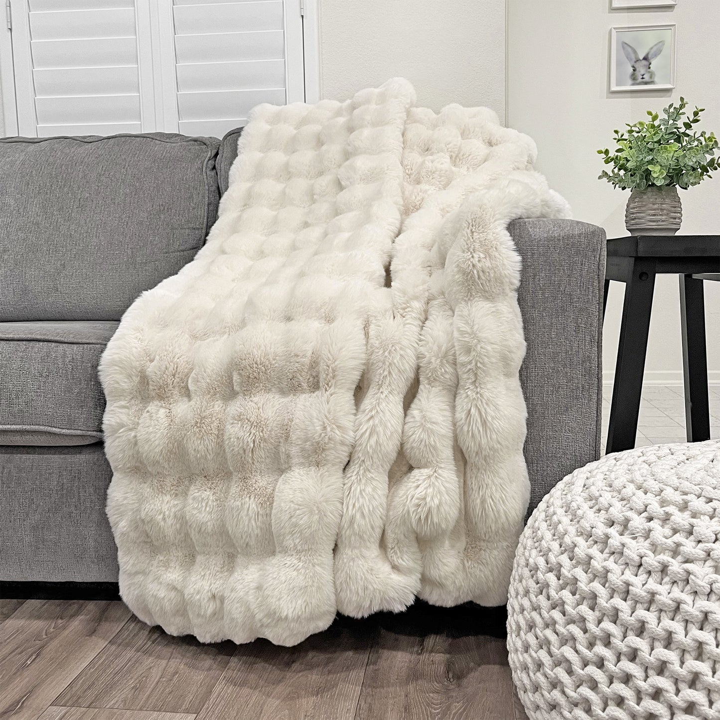 The Mood Cubby Faux Fur Throw, 50x60 in., Vanilla