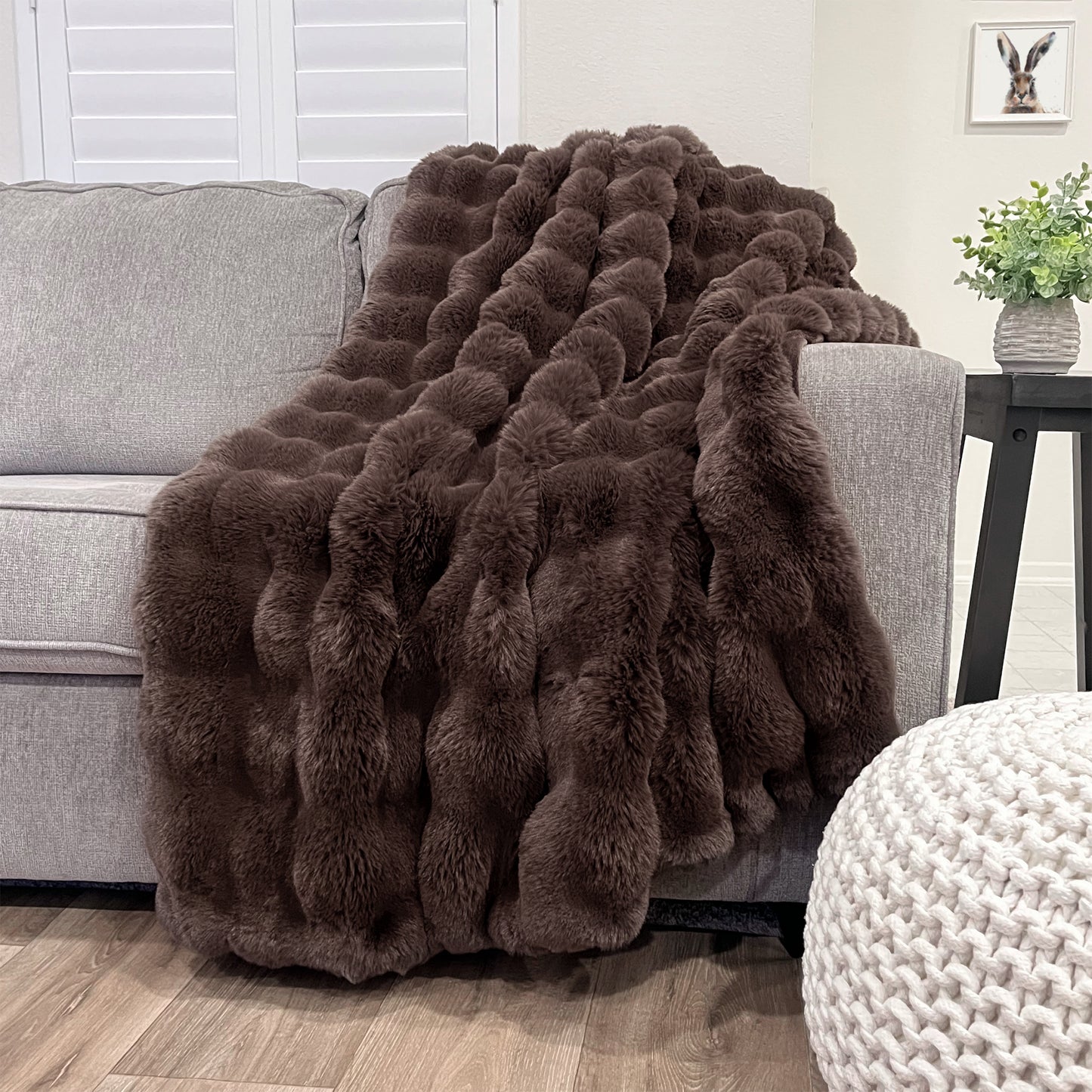 The Mood Cubby Faux Fur Throw, 50x60 in., Espresso