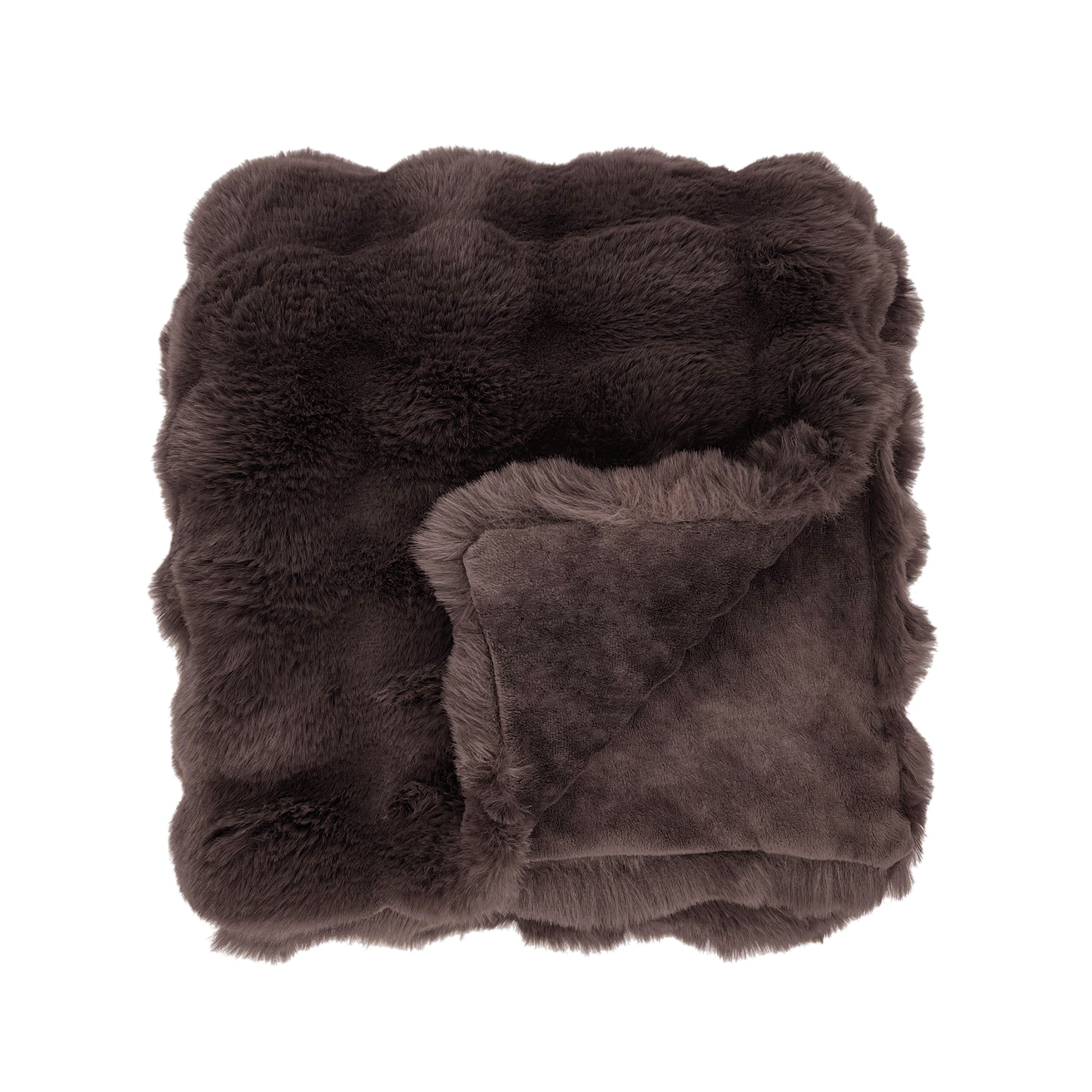 The Mood Cubby Faux Fur Throw, 50x60 in., Espresso