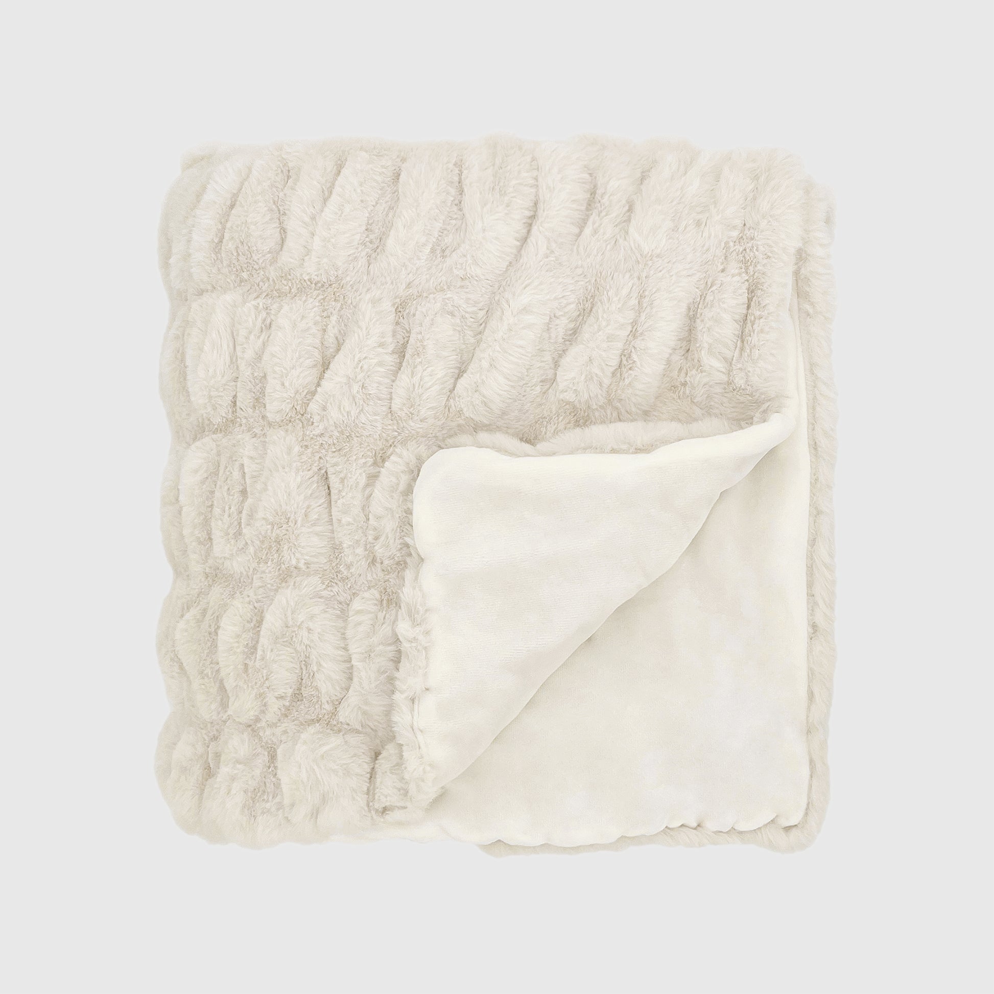  The Mood Mallow Faux Fur Throw, 50x60 in., Coconut (Beige)
