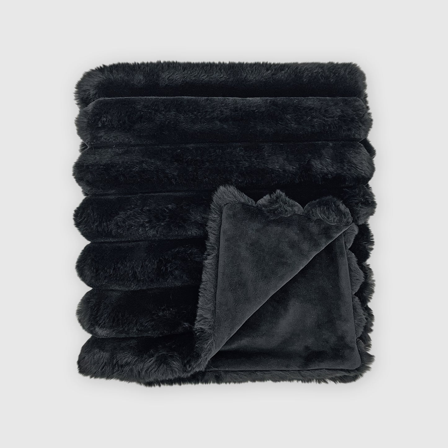 The Mood Puffy Faux Fur Throw, 50x60 in. Black