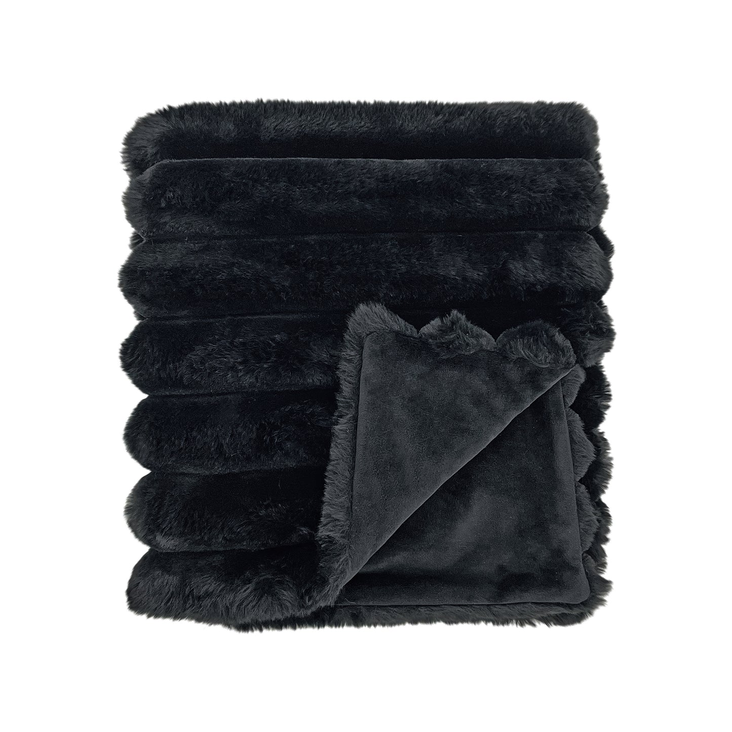 The Mood Puffy Faux Fur Throw, 50x60 in. Black