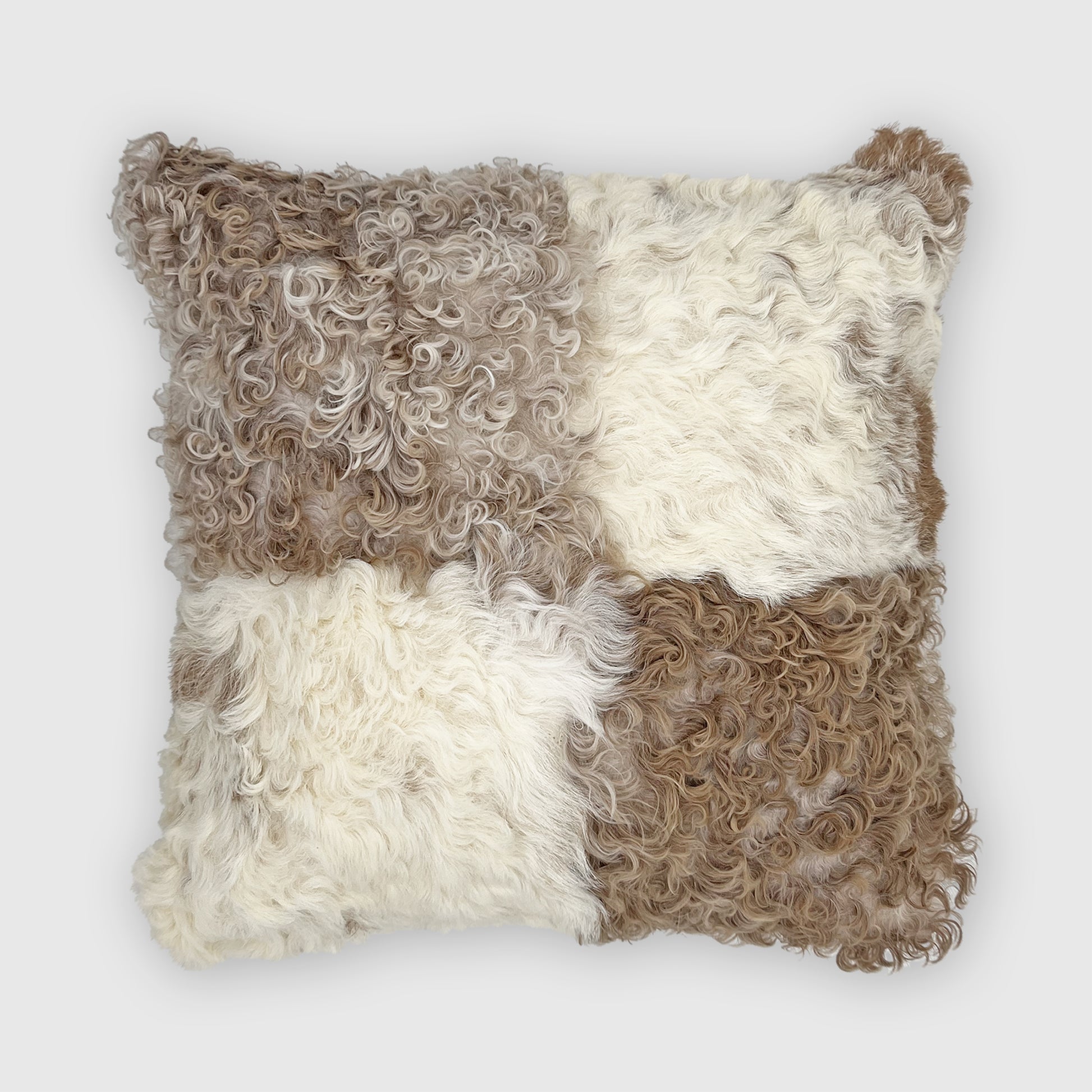 TIGRADO SPANISH LAMBSKIN PATCHWORK PILLOW, 18X18
