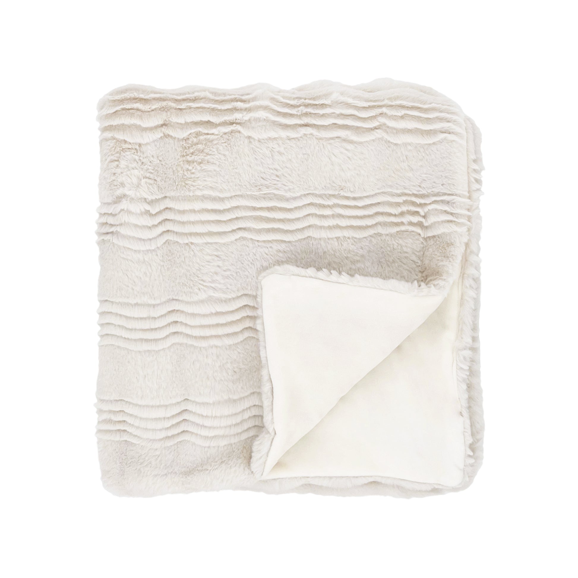 The Mood Scallop Faux Fur Throw, 50x60 in., Coconut (Beige)