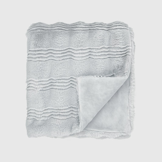 Scallop Faux Fur Throw - Arctic Gray