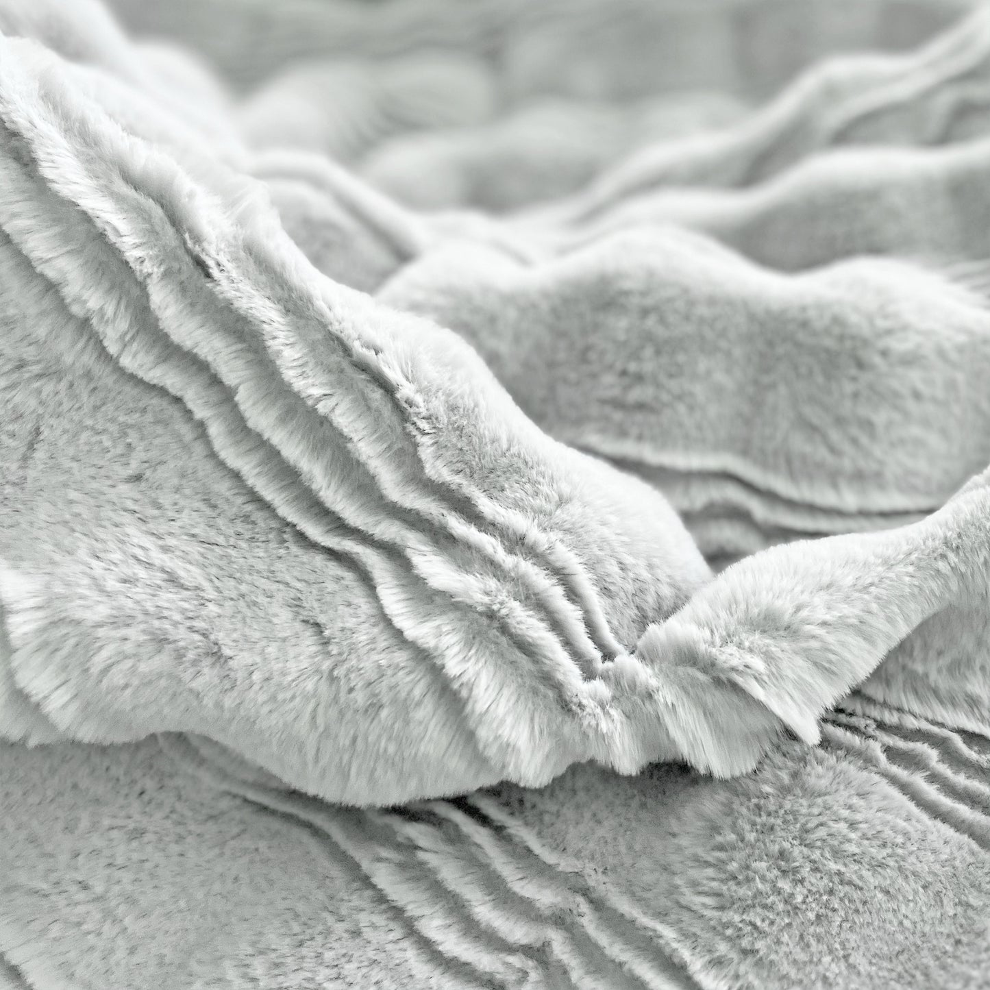 The Mood Scallop Faux Fur Throw, 50x60 in., Arctic Gray