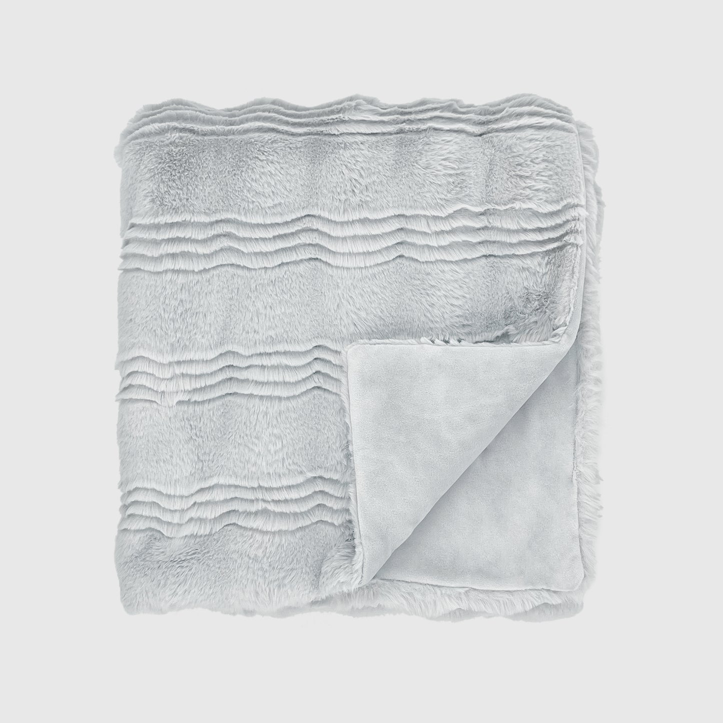 The Mood Scallop Faux Fur Throw, 50x60 in., Arctic Gray