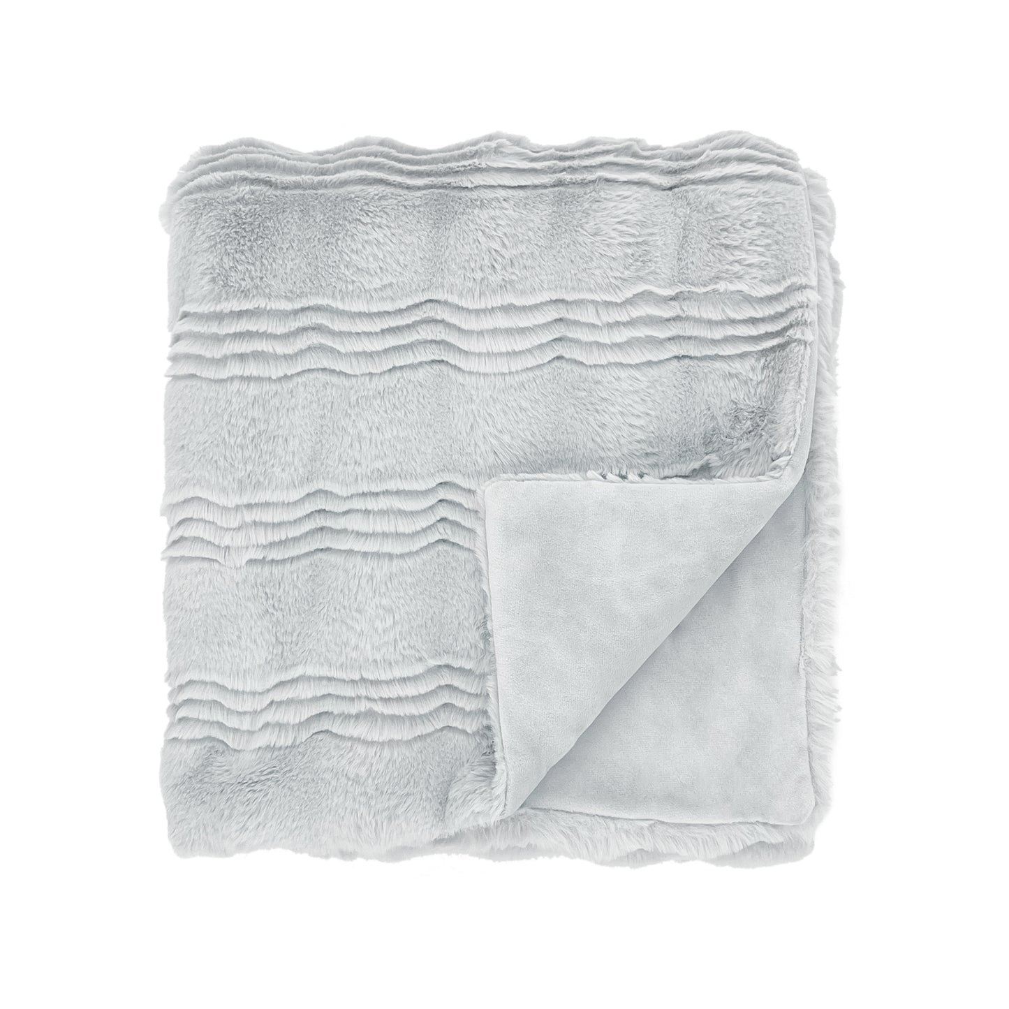 The Mood Scallop Faux Fur Throw, 50x60 in., Arctic Gray