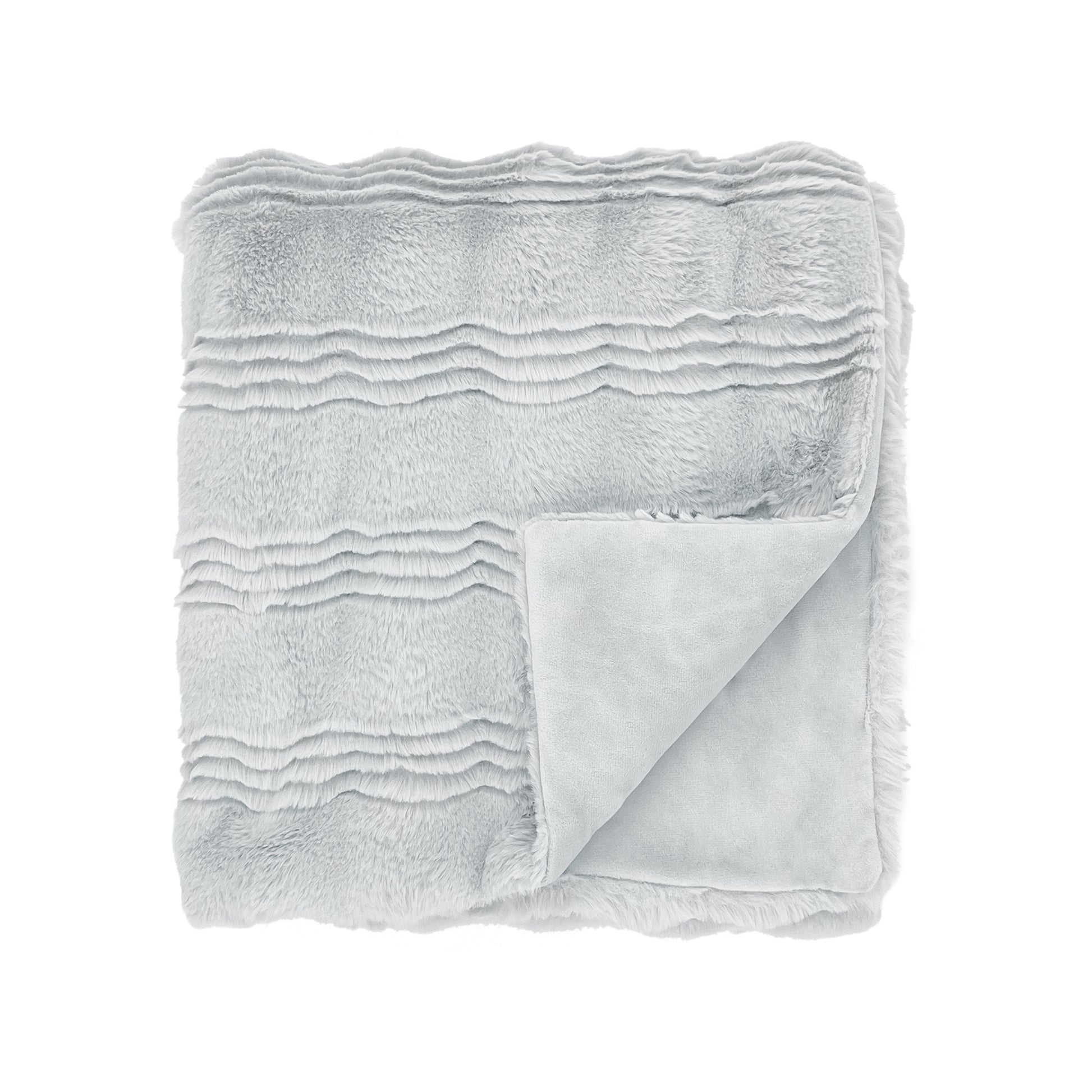 The Mood Scallop Faux Fur Throw, 50x60 in., Arctic Gray