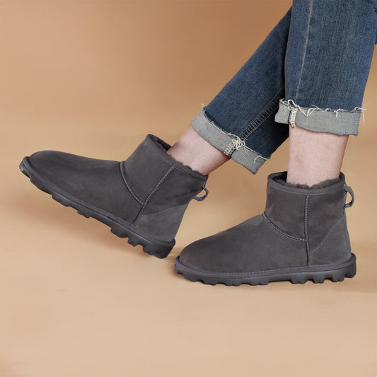 Cozie Steps Women's Ella Shearling Ankle Boots, Gray