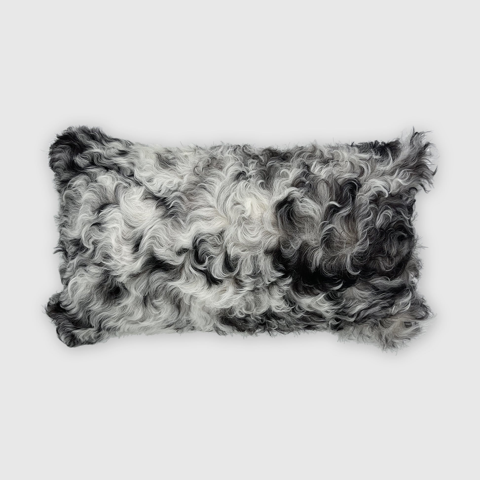 The Mood Tigrado Spanish Lambskin Lumbar Pillow, 12x22 in., Black/Brown